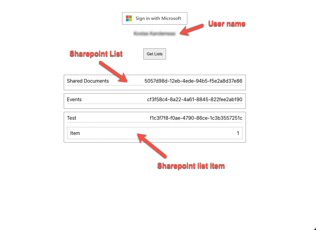 Demo application UI